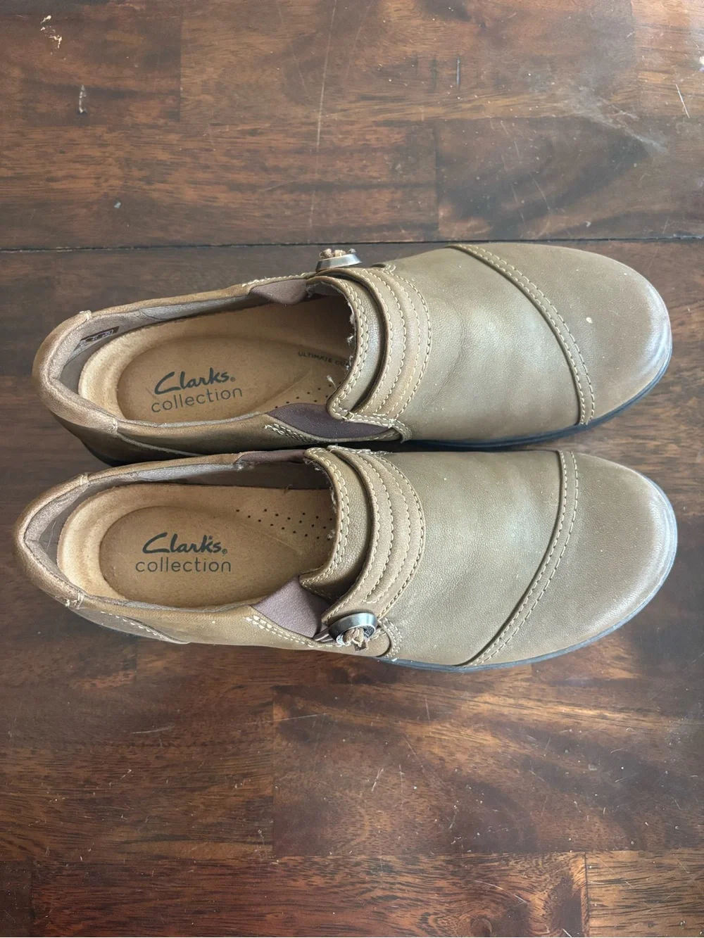 Clarks  Tan Slip-On Loafers